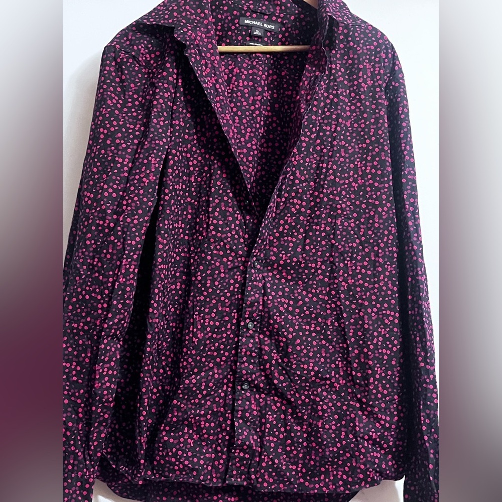 Michael Kors Trim Stretch Black Red Polka Dots Sz XL Men